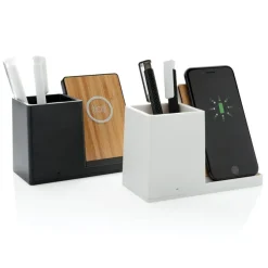 Ładowarka bezprzewodowa 10W, organizer na biurko Ontario / Biały P308.403