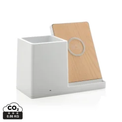 Ładowarka bezprzewodowa 10W, organizer na biurko Ontario / Biały P308.403