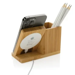 Ładowarka bezprzewodowa 5W, organizer na biurko Calgary / Brązowy P308.479