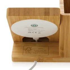 Ładowarka bezprzewodowa 5W, organizer na biurko Calgary / Brązowy P308.479