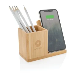 Ładowarka bezprzewodowa 5W, organizer na biurko Calgary / Brązowy P308.479