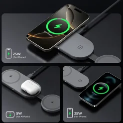 Ładowarka bezprzewodowa 3 w 1 25W Aukey / Grafitowy VAM17-15