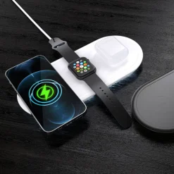 Ładowarka bezprzewodowa 3w1 15 W kompatybilna z telefonami /Apple Watch/AirPod / Biały LT95560-N0001
