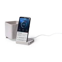 Ładowarka bezprzewodowa 5W ze słomy pszenicznej, hub USB 2.0, pojemnik na przybory do pisania, stojak na telefon / Neutralny V0116-00