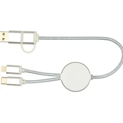 Alasia kabel do synchronizacji danych i szybkiego ładowania 5 w 1 27 W o długości 30 cm z tworzyw sztucznych i aluminium pochodzących z recyklingu / Srebrny 12442481