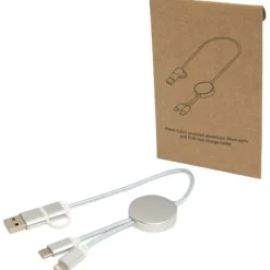 Alasia kabel do synchronizacji danych i szybkiego ładowania 5 w 1 27 W o długości 30 cm z tworzyw sztucznych i aluminium pochodzących z recyklingu / Srebrny 12442481