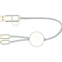 Alasia kabel do synchronizacji danych i szybkiego ładowania 5 w 1 27 W o długości 30 cm z tworzyw sztucznych i aluminium pochodzących z recyklingu / Srebrny 12442481