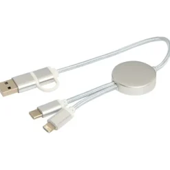 Alasia kabel do synchronizacji danych i szybkiego ładowania 5 w 1 27 W o długości 30 cm z tworzyw sztucznych i aluminium pochodzących z recyklingu / Srebrny 12442481