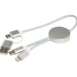 Alasia kabel do synchronizacji danych i szybkiego ładowania 5 w 1 27 W o długości 30 cm z tworzyw sztucznych i aluminium pochodzących z recyklingu / Srebrny 12442481