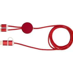 Alasia kabel do synchronizacji danych i szybkiego ładowania 5 w 1 27 W o długości 150 cm z tworzyw sztucznych i aluminium pochodzących z recyklingu / Czerwony 12442521