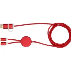 Alasia kabel do synchronizacji danych i szybkiego ładowania 5 w 1 27 W o długości 150 cm z tworzyw sztucznych i aluminium pochodzących z recyklingu / Czerwony 12442521