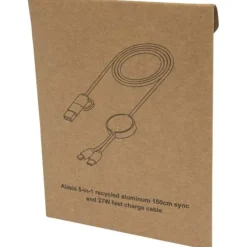 Alasia kabel do synchronizacji danych i szybkiego ładowania 5 w 1 27 W o długości 150 cm z tworzyw sztucznych i aluminium pochodzących z recyklingu / Srebrny 12442581
