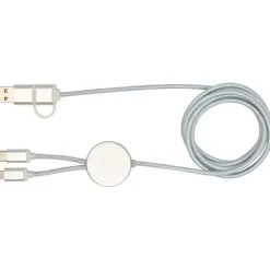 Alasia kabel do synchronizacji danych i szybkiego ładowania 5 w 1 27 W o długości 150 cm z tworzyw sztucznych i aluminium pochodzących z recyklingu / Srebrny 12442581