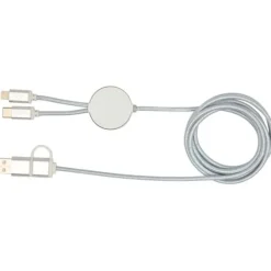 Alasia kabel do synchronizacji danych i szybkiego ładowania 5 w 1 27 W o długości 150 cm z tworzyw sztucznych i aluminium pochodzących z recyklingu / Srebrny 12442581