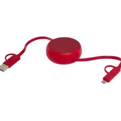 Alasia zwijany kabel do synchronizacji danych i szybkiego ładowania 5 w 1 45 W o długości 100 cm z tworzyw sztucznych i aluminium pochodzących z recyklingu / Czerwony 12442021