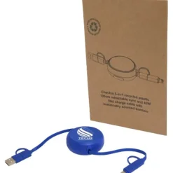 Alasia zwijany kabel do synchronizacji danych i szybkiego ładowania 5 w 1 45 W o długości 100 cm z tworzyw sztucznych i aluminium pochodzących z recyklingu / Błękit królewski 12442053