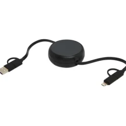 Alasia zwijany kabel do synchronizacji danych i szybkiego ładowania 5 w 1 45 W o długości 100 cm z tworzyw sztucznych i aluminium pochodzących z recyklingu / Czarny 12442090
