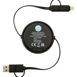 Alasia zwijany kabel do synchronizacji danych i szybkiego ładowania 5 w 1 45 W o długości 100 cm z tworzyw sztucznych i aluminium pochodzących z recyklingu / Czarny 12442090
