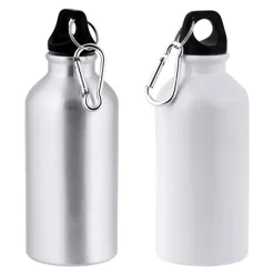 Aluminiowa butelka pod sublimację, z karabińczykiem, 400 ml / Ollaf / Biały IP30038200