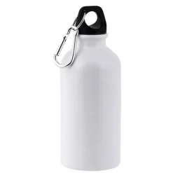 Aluminiowa butelka pod sublimację, z karabińczykiem, 400 ml / Ollaf / Biały IP30038200