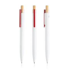 Aluminiowy długopis z recyklingu z bambusowym detalem / Alumo / Czerwony IP13158452