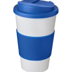 Americano® 350 ml tumbler with grip & spill-proof lid / Srebrny 21069613