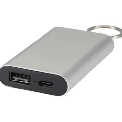 Arcturus powerbank o pojemności 2000 mAh z recyklingowanego aluminium z brelokiem / Srebrny 12451781