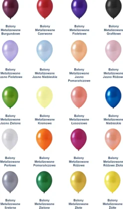 Balon lateksowy, metalizowany 24 cm/10" (cali) / Metalik EV23M