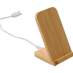 Bambusowa ładowarka bezprzewodowa 5W, stojak na telefon / Drewno V0186-17