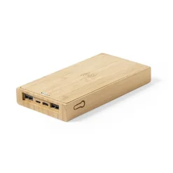 Bambusowy bezprzewodowy power bank 10000 mAh, ładowarka bezprzewodowa 5W, ładowarka słoneczna / Brązowy V8335-16