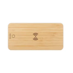 Bambusowy bezprzewodowy power bank 8000 mAh B'RIGHT, ładowarka bezprzewodowa 15W | Benson / Drewno V0053-17
