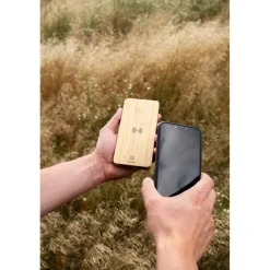 Bambusowy bezprzewodowy power bank 8000 mAh B'RIGHT, ładowarka bezprzewodowa 15W | Benson / Drewno V0053-17