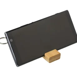 Bambusowy brelok do kluczy, stojak na telefon / Brązowy V0282-16