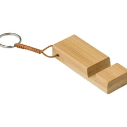 Bambusowy brelok do kluczy, stojak na telefon / Brązowy V0282-16