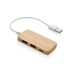 Bambusowy hub USB 2.0 z USB typu C / Brązowy P308.739