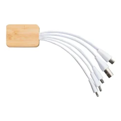 Bambusowy kabel do ładowania z plastiku z recyklingu / Biały LT91194-N0001