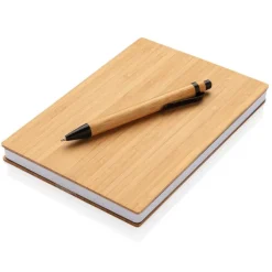 Bambusowy notatnik A5 z bambusowym długopisem / Brązowy P772.159