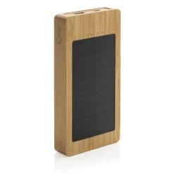 Bambusowy power bank 10000 mAh, ładowarka słoneczna / Brązowy P322.399