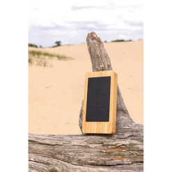 Bambusowy power bank 10000 mAh, ładowarka słoneczna / Brązowy P322.399