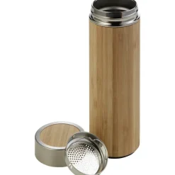 Bambusowy termos 420 ml, posiada sitko zatrzymujące fusy / Jasnobrązowy V0772-18