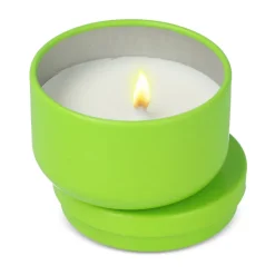 Bezzapachowa świeca roślinna Asana w puszce z recyklingu / Jasnozielony LT90743-N0032