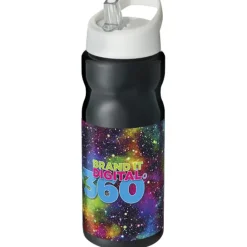 Bidon H2O Base® o pojemności 650 ml z wieczkiem z słomką / Czarny 21004908