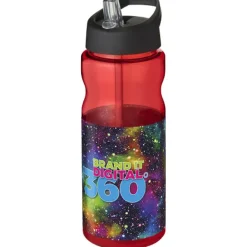 Bidon H2O Base® o pojemności 650 ml z wieczkiem z słomką / Czerwony 21004905