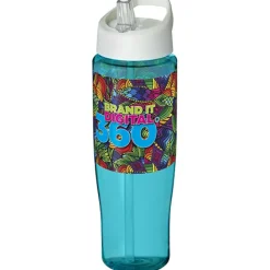 Bidon H2O Tempo® o pojemności 700 ml z wieczkiem z słomką / Błękitny 21004413