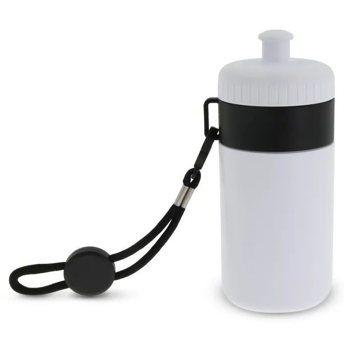 Bidon Sportowy Z Obwódka I Kolorowym Sznurkiem 500ml / Biały / ciemnoniebieski LT98785-N0110