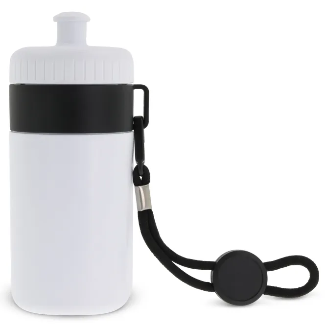 Bidon Sportowy Z Obwódka I Kolorowym Sznurkiem 500ml / Biały / ciemnoniebieski LT98785-N0110