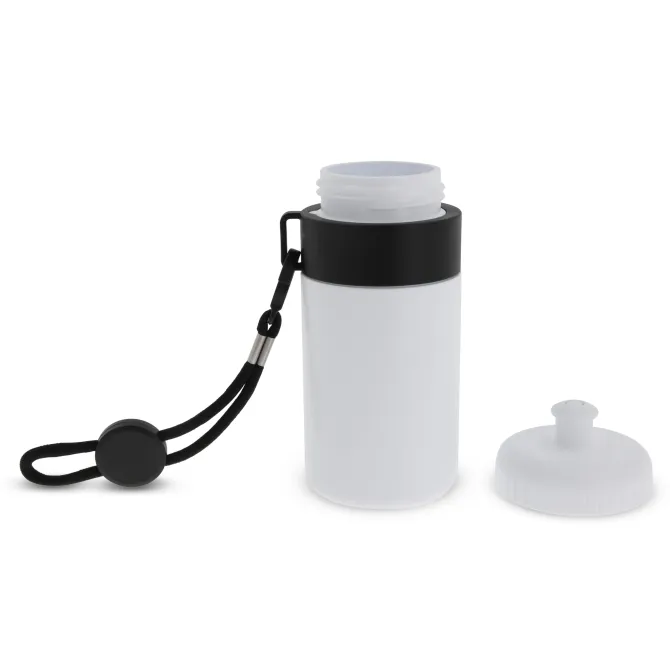 Bidon Sportowy Z Obwódka I Kolorowym Sznurkiem 500ml / Biały / ciemnoniebieski LT98785-N0110