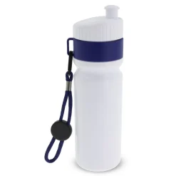 Bidon Sportowy Z Obwódka I Kolorowym Sznurkiem 750ml / Biały / ciemnoniebieski LT98736-N0110