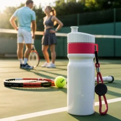 Bidon Sportowy Z Obwódka I Kolorowym Sznurkiem 750ml / Biały / różowy LT98736-N0176