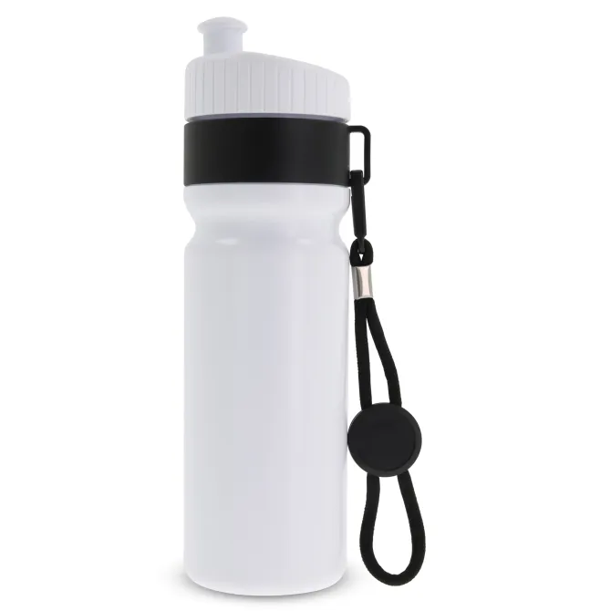 Bidon Sportowy Z Obwódka I Kolorowym Sznurkiem 750ml / Biały / czarny LT98736-N0102